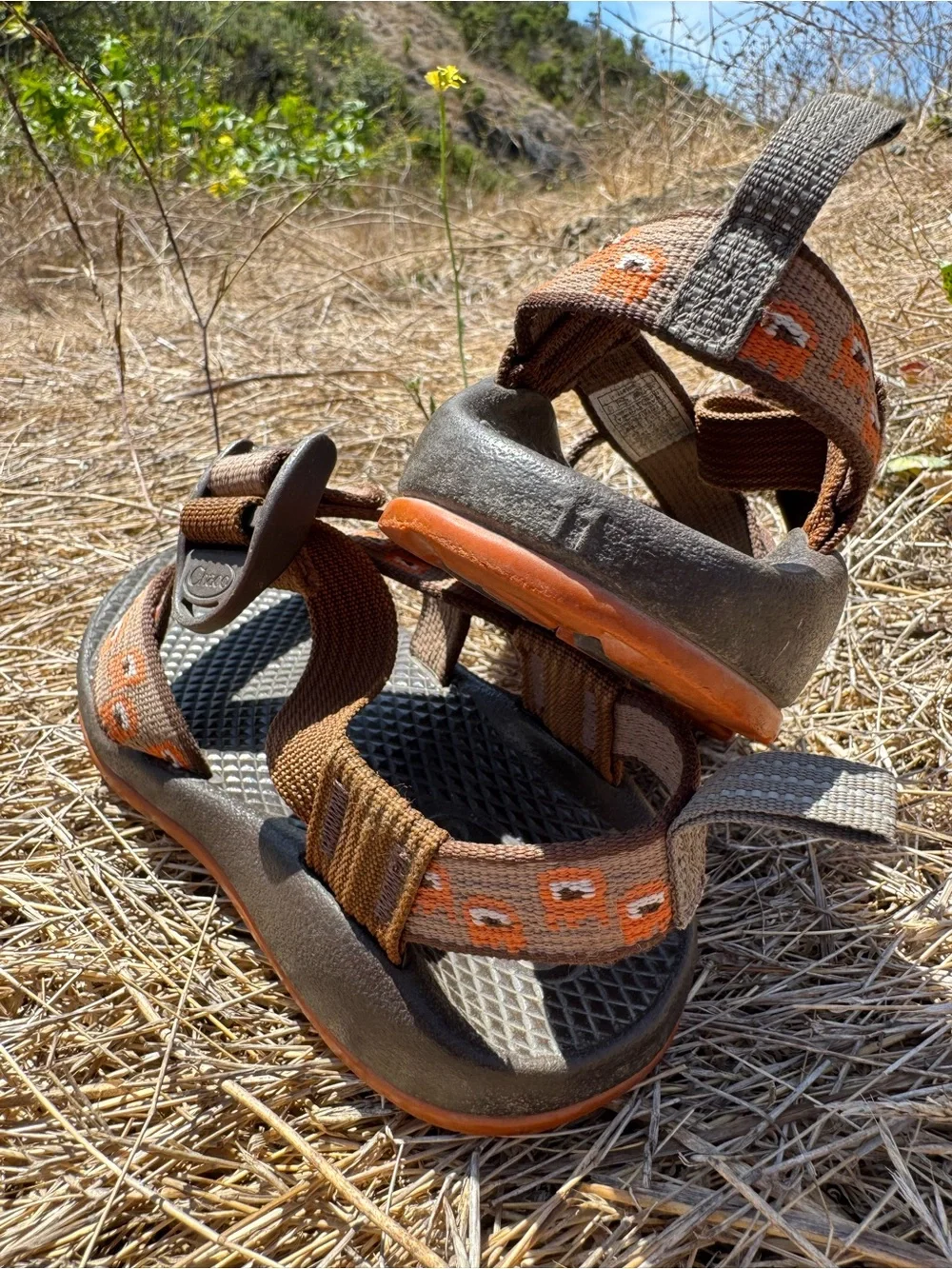Chaco Kids Z/1 Brown and Orange Strap Sandals